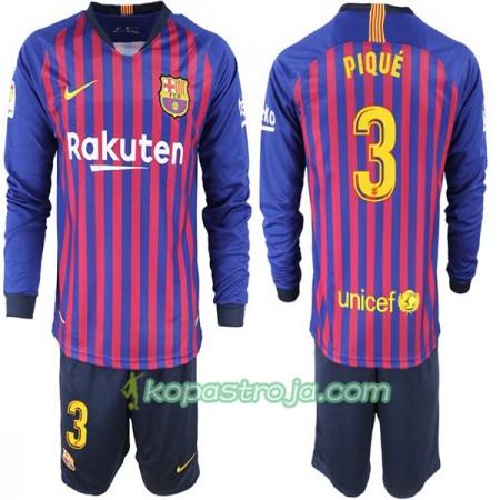 Billiga Fotbollströjor FC Barcelona Pique 3 Barn Hemma tröja 2018/19 Långärmad